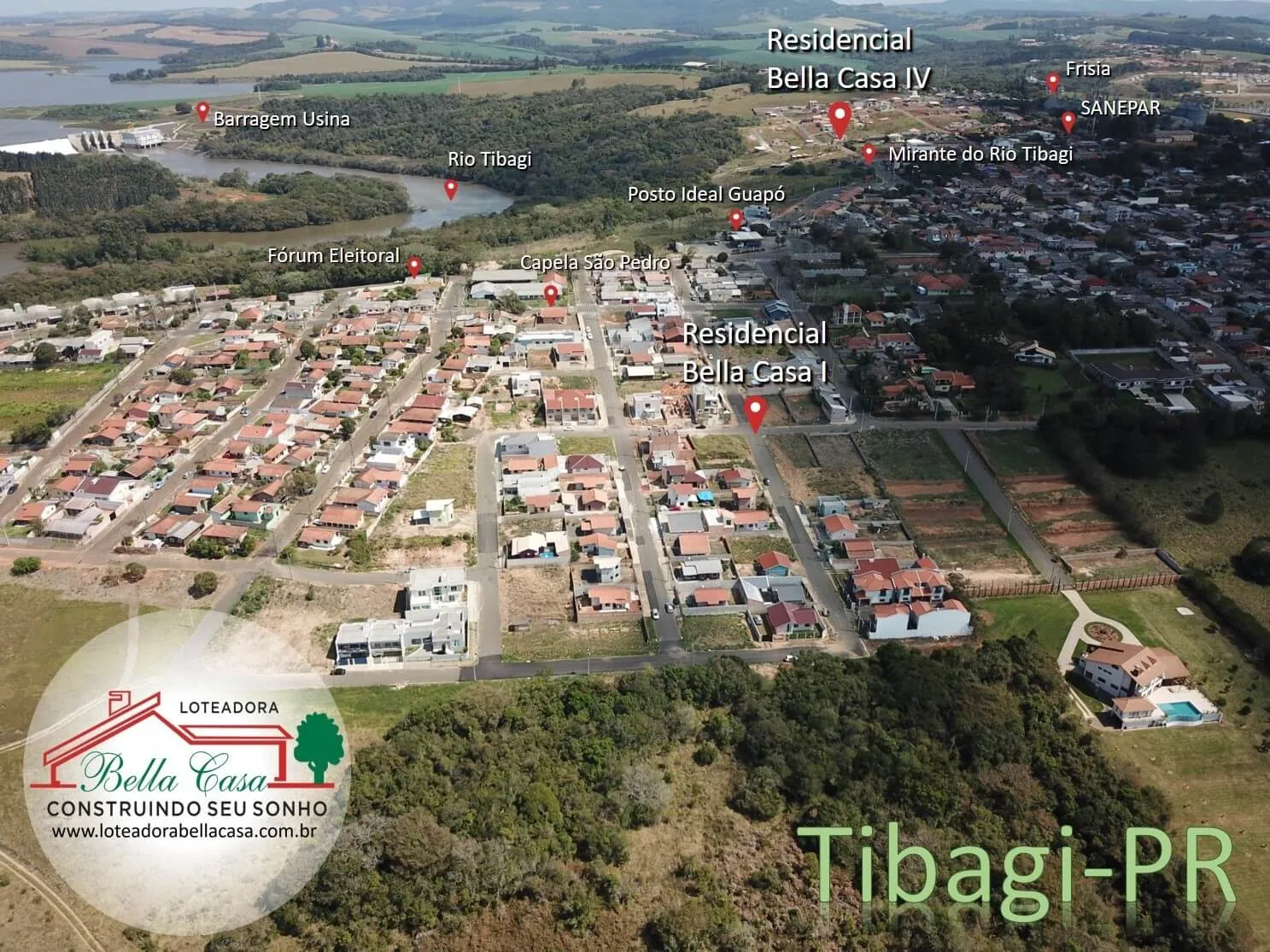 Residenciais Bella Casa em Tibagi-PR, às margens do rio